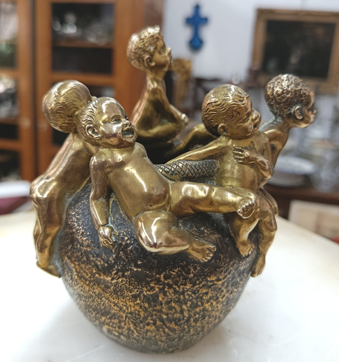 Stoltenberg - Lerche Bronze  Vase aux Enfants Art nouveau-photo-1