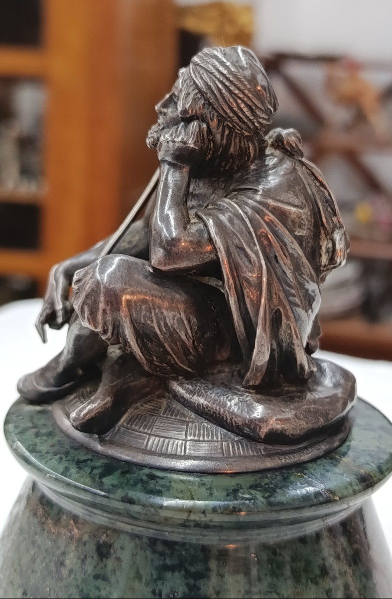 Fannière Frères Sculpture en Argent  " Le fumeur de chibouk " -photo-2