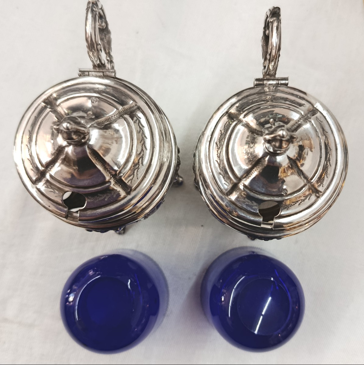 Pair Of Massat Silver Mustard Pots, Goldsmith -photo-1