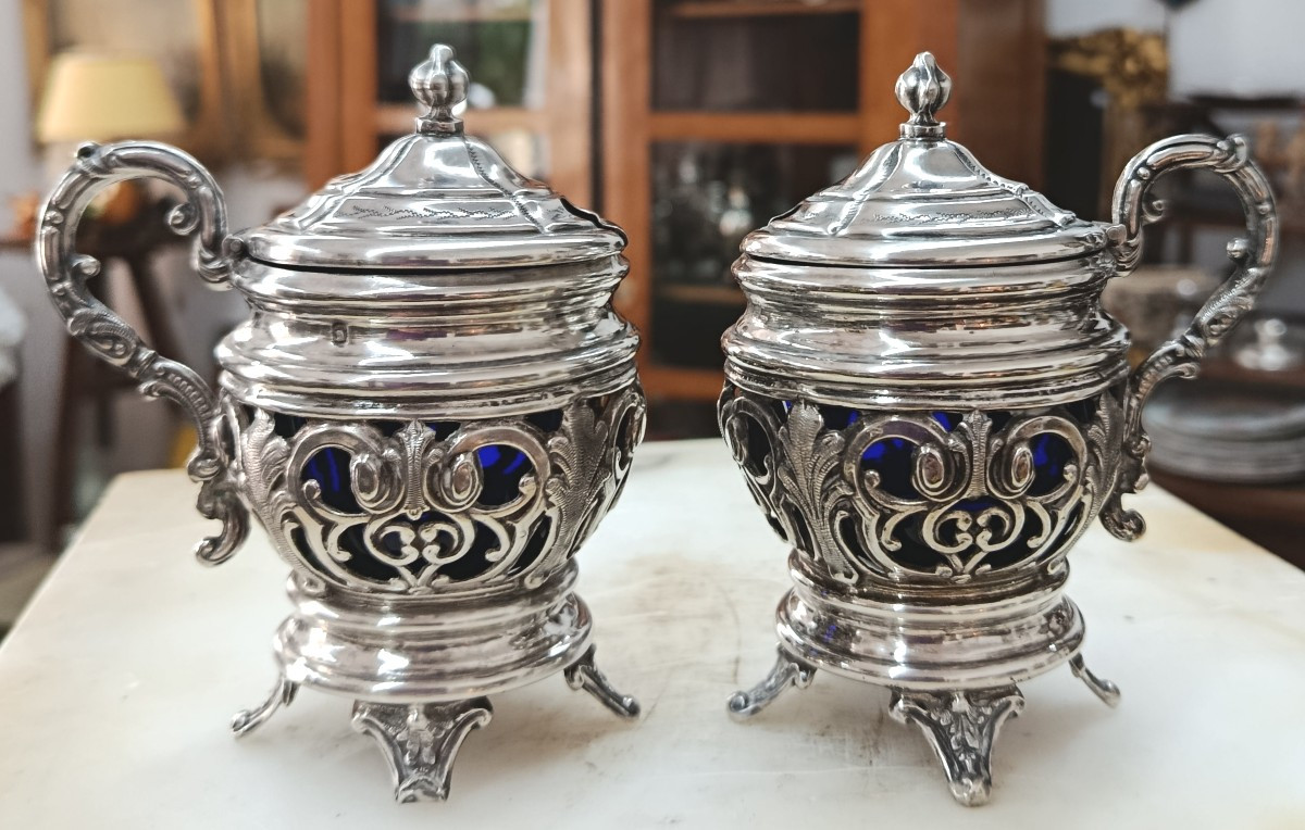 Pair Of Massat Silver Mustard Pots, Goldsmith 