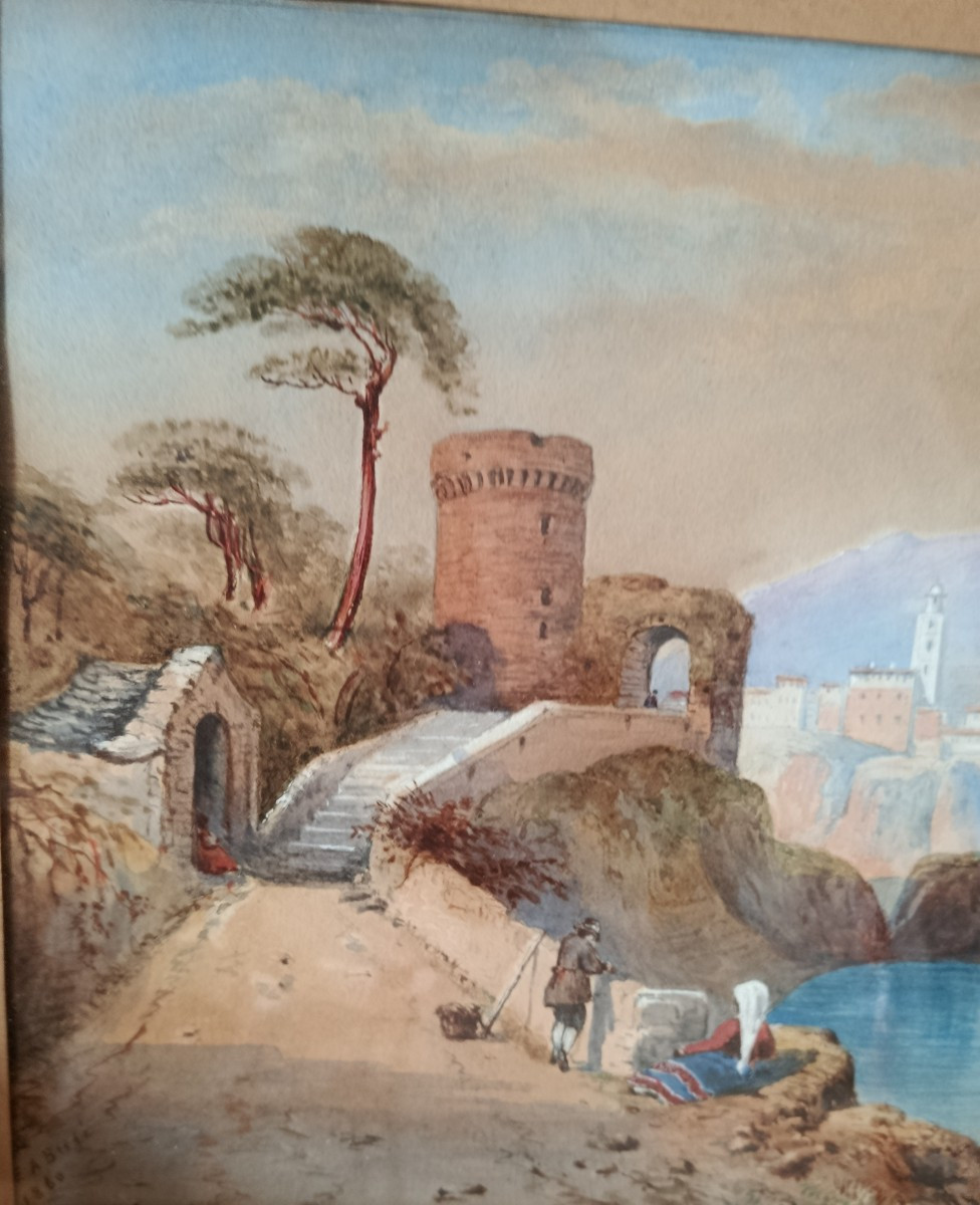 Watercolor XIX "on The Coast Of Genoa" -photo-2