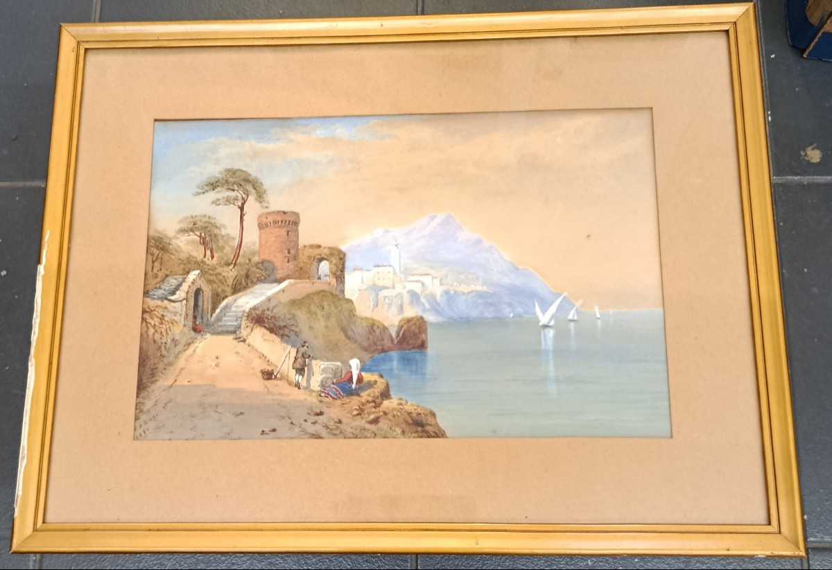 Watercolor XIX "on The Coast Of Genoa" -photo-1
