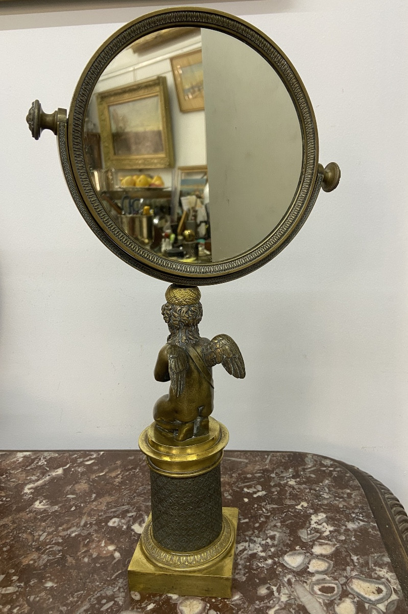 Miroir de table psyché en bronze XIX-photo-3