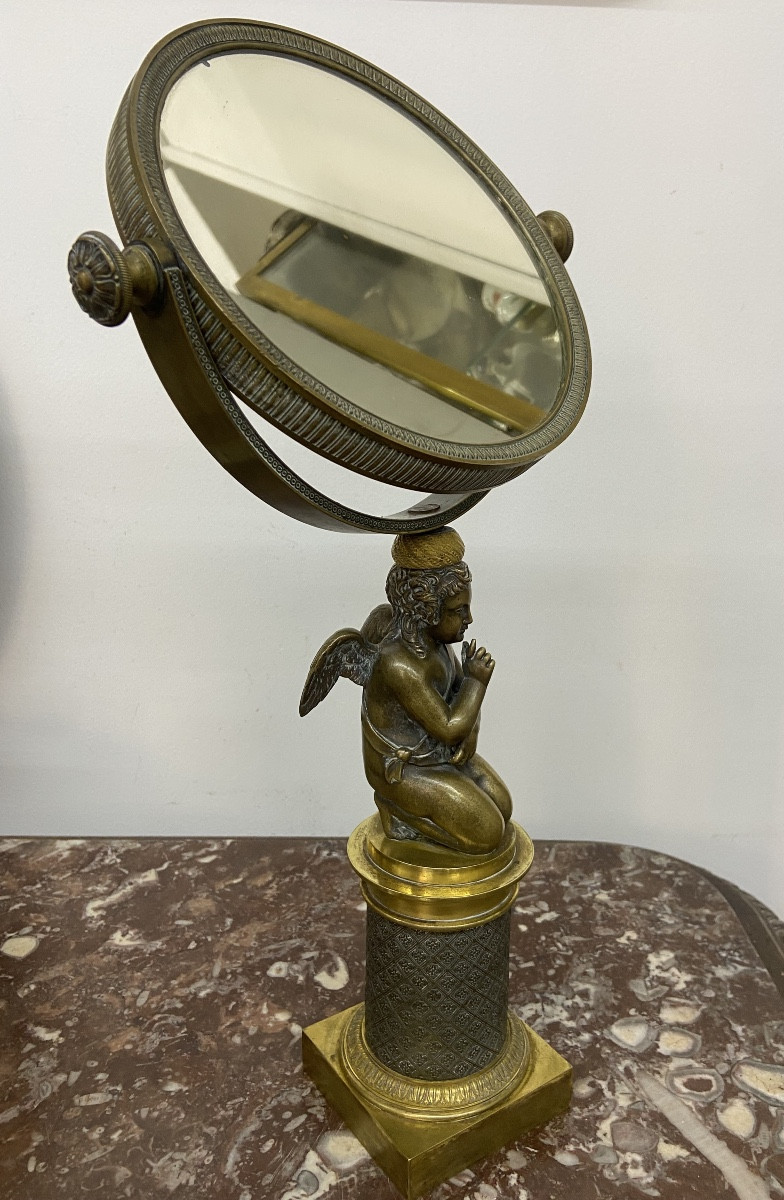 Miroir de table psyché en bronze XIX-photo-4