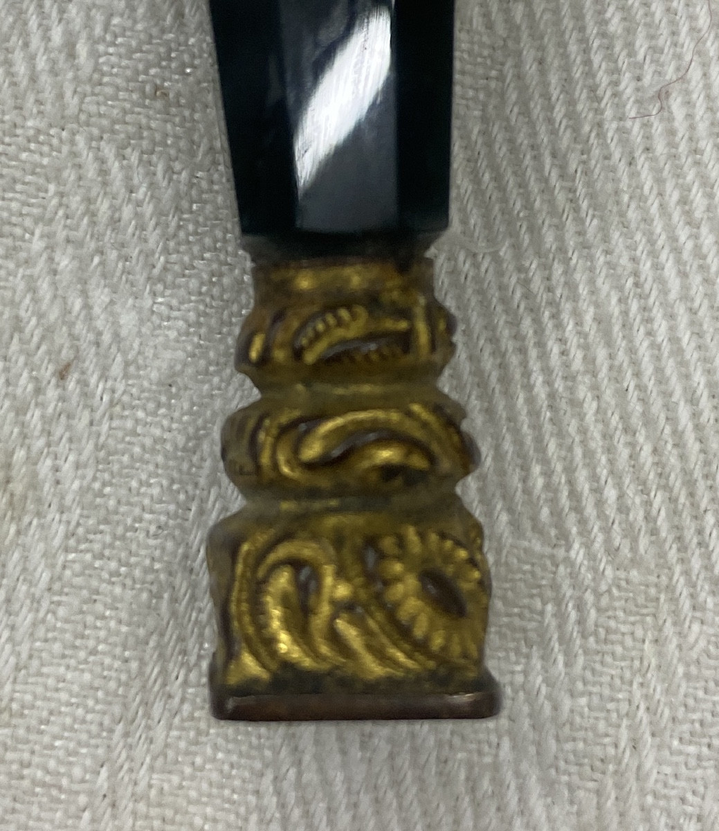 Agate And Bronze Seal Stamp 19th Century-photo-2