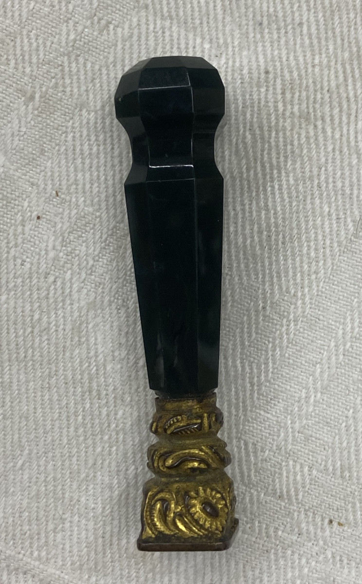 Agate And Bronze Seal Stamp 19th Century