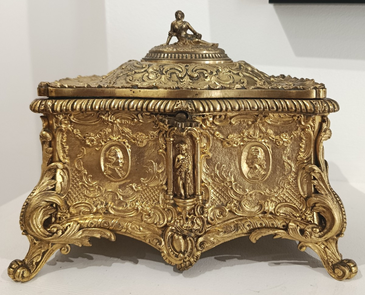 19th Century Gilt Bronze Jewelry Box
