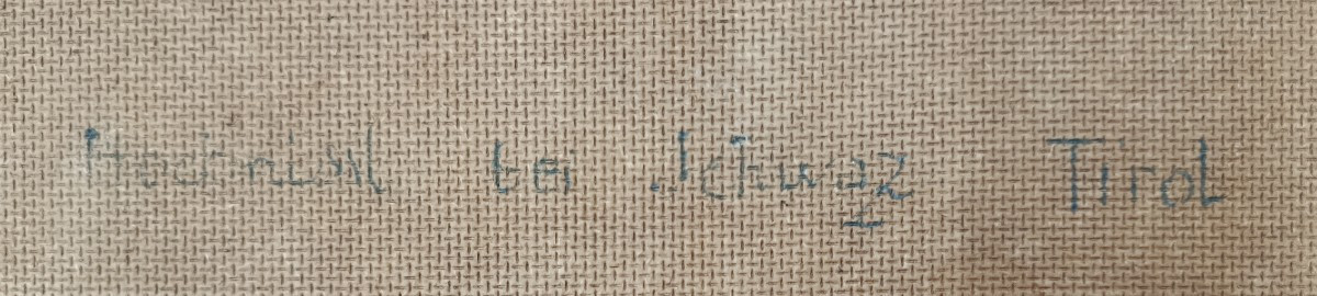 "landscape Of The Tyrolean Mountains" Oil On Hardboard 20th Century-photo-2