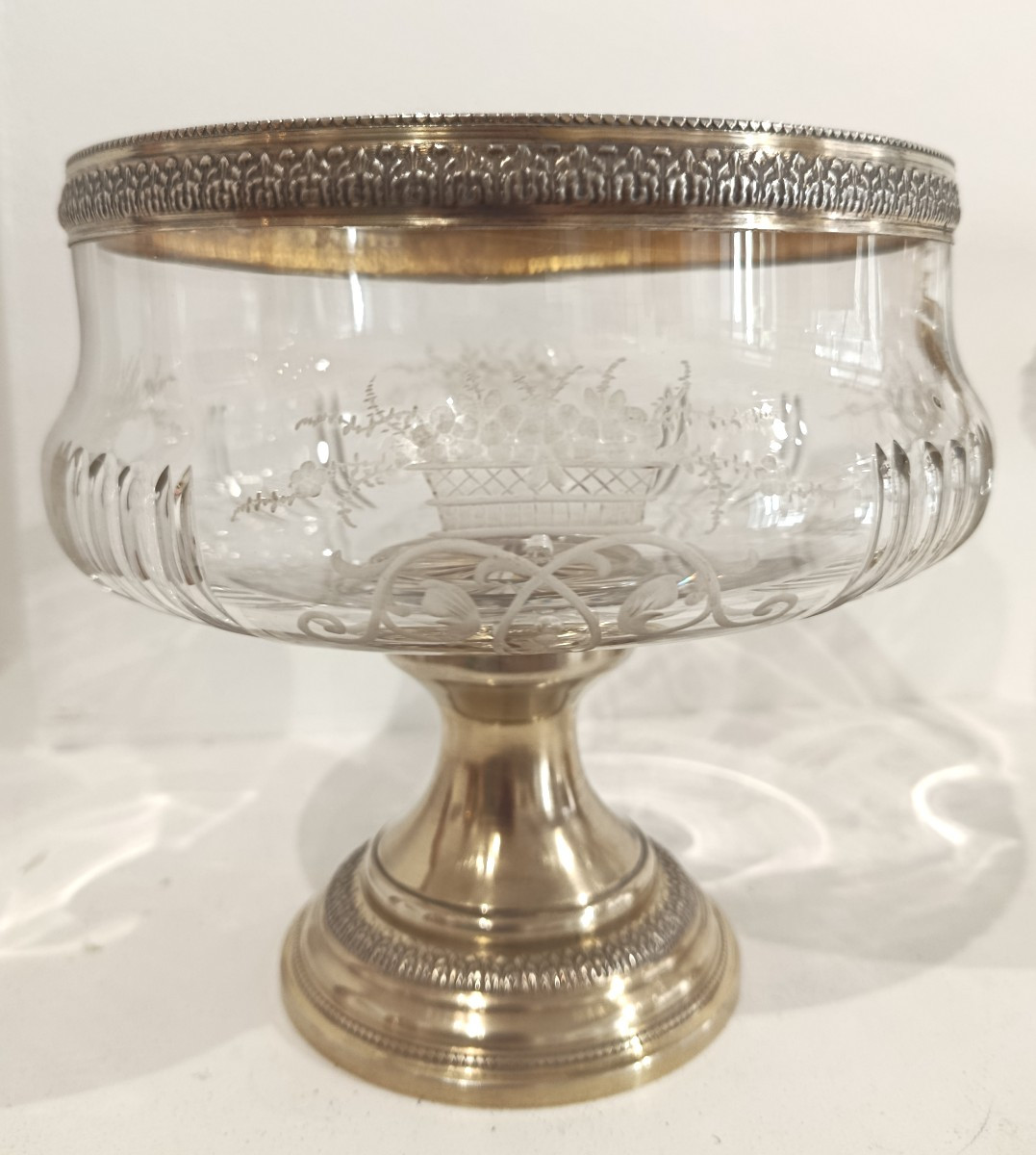 Paire de coupes en cristal et argent vermeillé XIX-photo-2