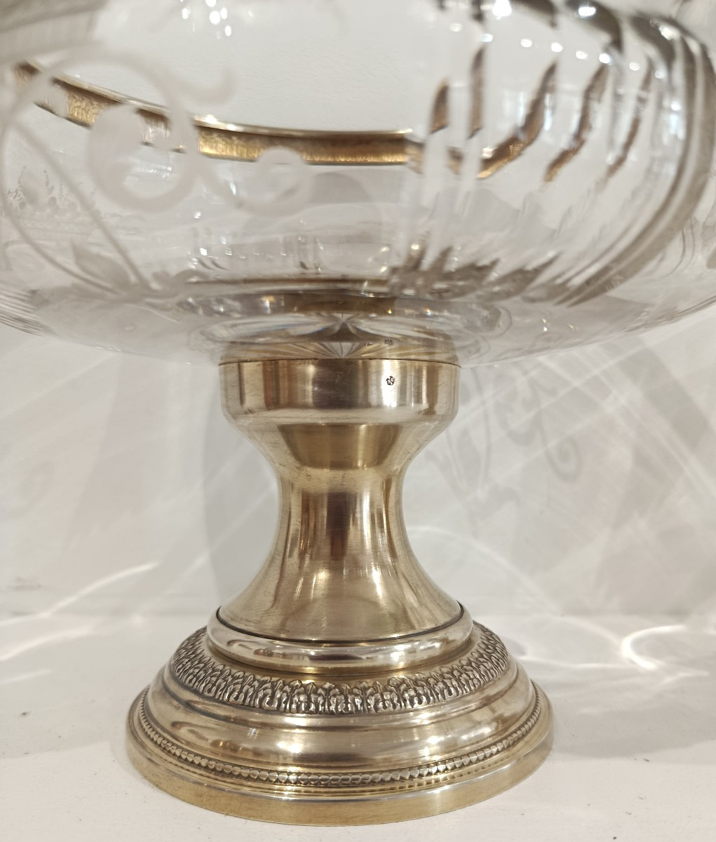 Paire de coupes en cristal et argent vermeillé XIX-photo-2