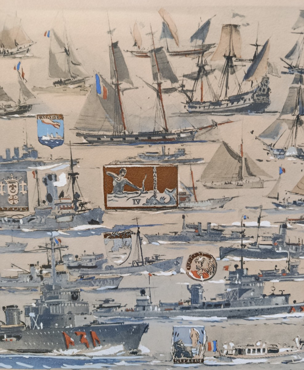 Marin-marie "naval Building" Stencil 20th Century-photo-3