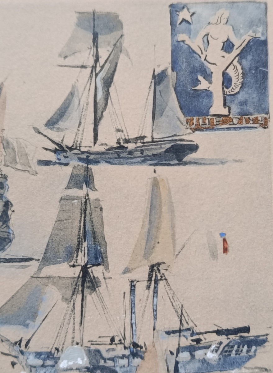 Marin-marie "naval Building" Stencil 20th Century-photo-3