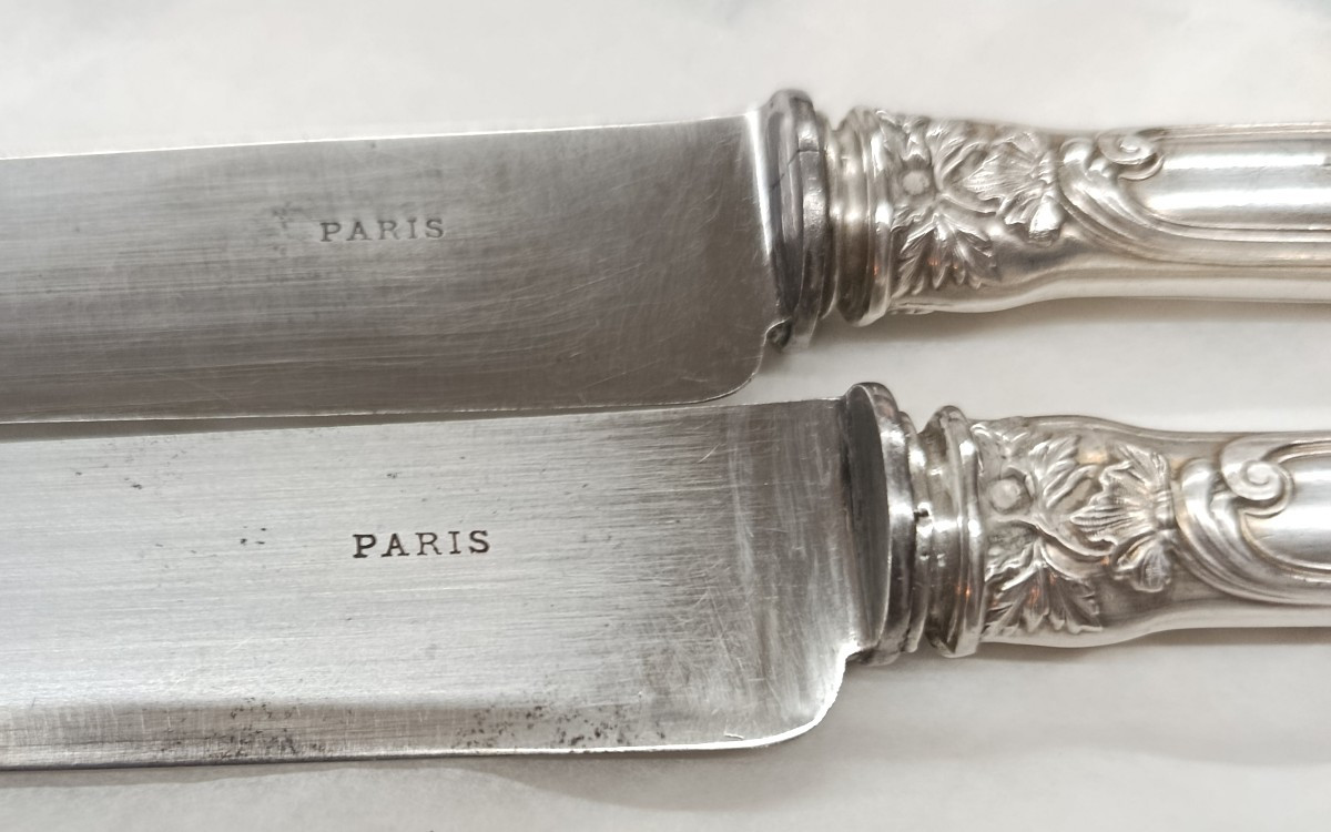 14 Silver-plated Table Knives By Henri Soufflot, 19th Century-photo-3