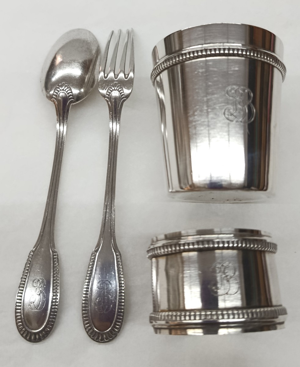 Coffret de Baptême 4 pièces argent Olier & Caron-photo-2