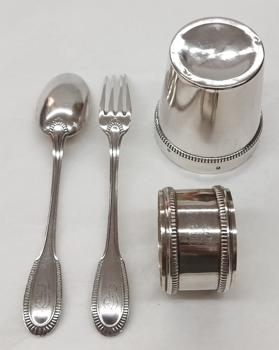 Coffret de Baptême 4 pièces argent Olier & Caron-photo-4