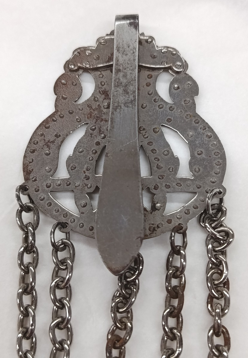 5-chain Steel Chatelaine Made Of Marcasite-photo-4