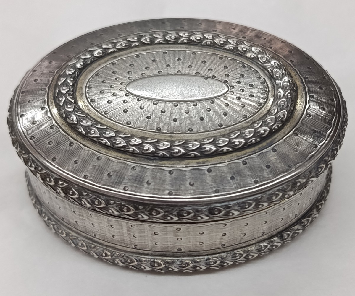 Elegant Oval Silver Box, 19th Century