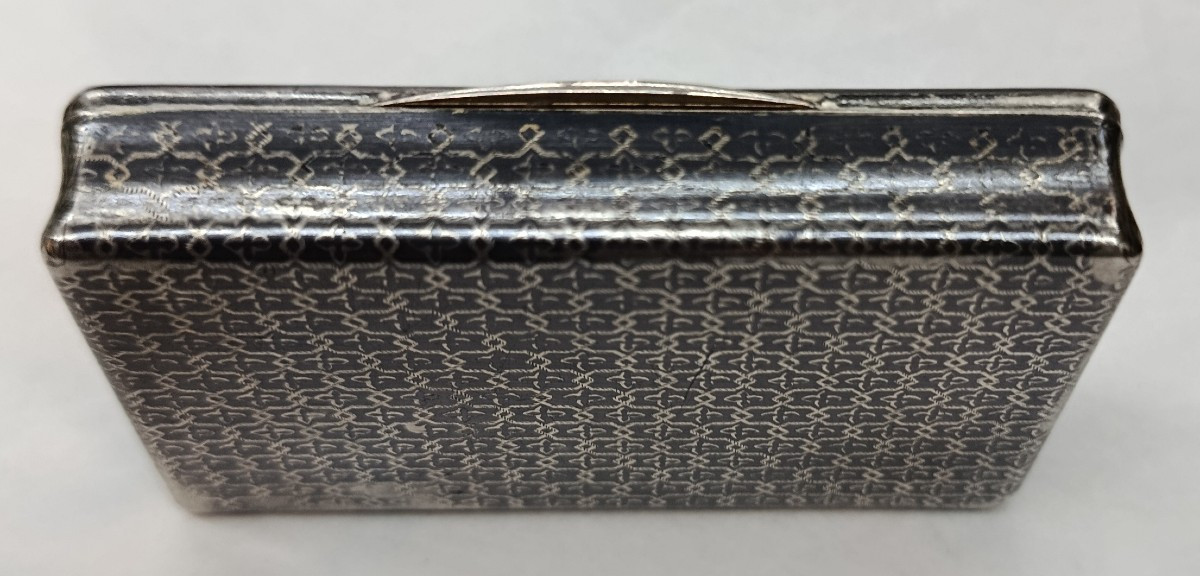 Rectangular Box In Nielloed Silver, 19th Century-photo-2