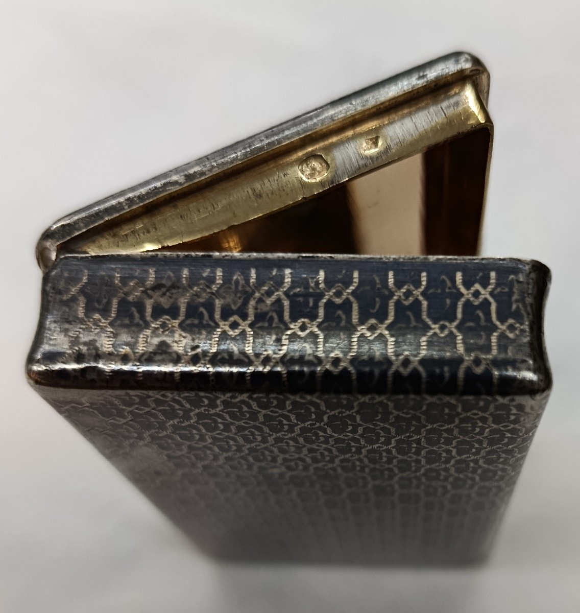 Rectangular Box In Nielloed Silver, 19th Century-photo-2