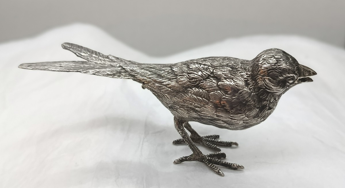 Oiseau Secouette  sculpture en Argent XIX-photo-3