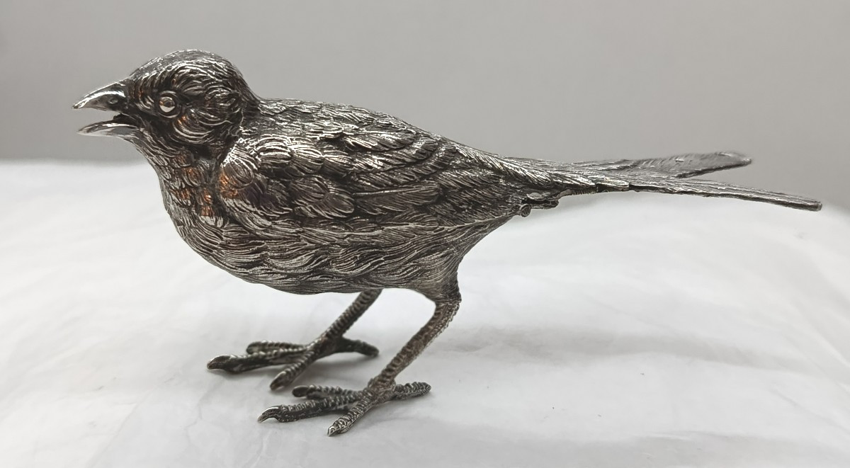 Oiseau Secouette  sculpture en Argent XIX-photo-6