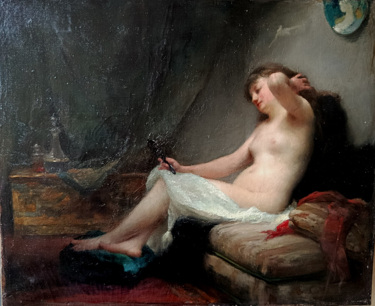 Georges Callot "young  Naked Women In Front Of The Mirror " XIX