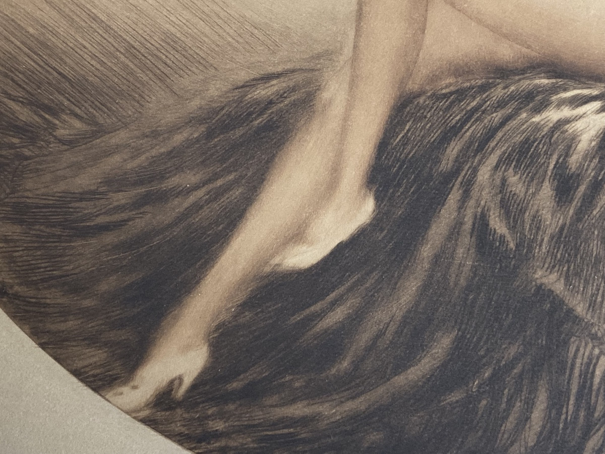 Louis Icart, Engraving “naked Woman With Fruit”-photo-3