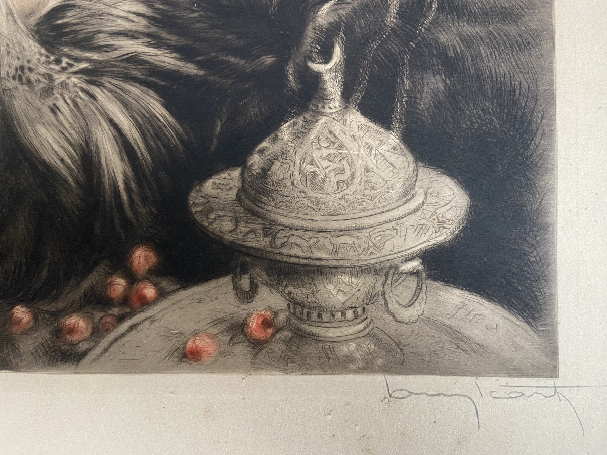 Louis Icart, gravure « Femme nue aux fleurs »-photo-3