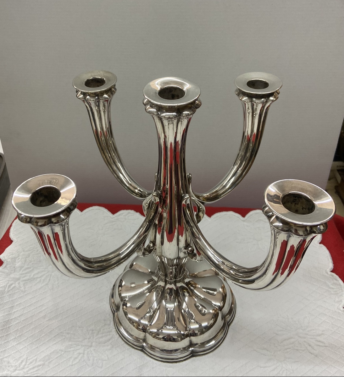 Silver Five-arm Chandelier, Germany, 20th Century.-photo-2