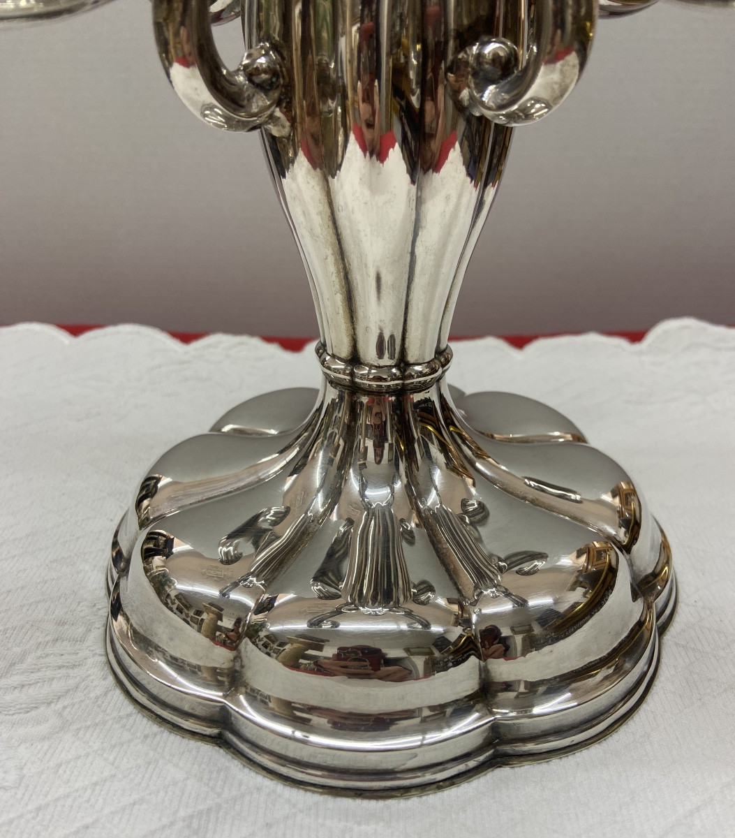 Silver Five-arm Chandelier, Germany, 20th Century.-photo-3