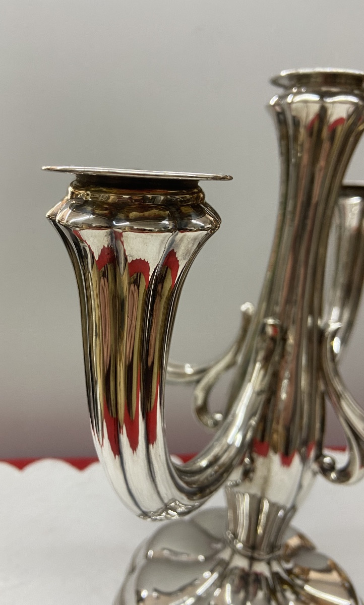 Silver Five-arm Chandelier, Germany, 20th Century.-photo-4