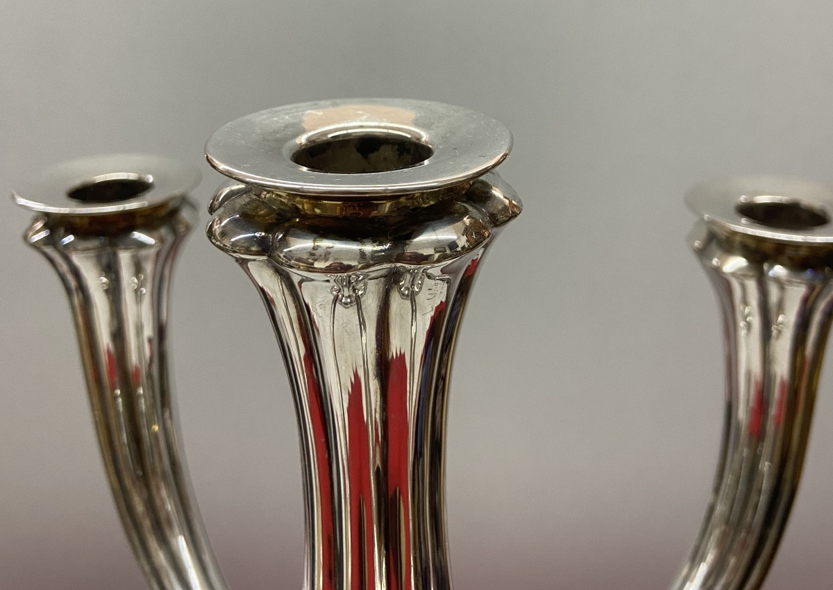 Silver Five-arm Chandelier, Germany, 20th Century.-photo-1