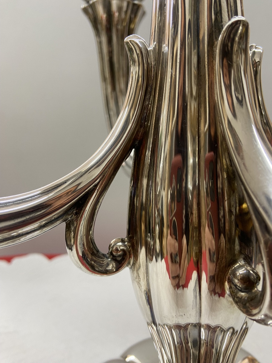 Silver Five-arm Chandelier, Germany, 20th Century.-photo-3