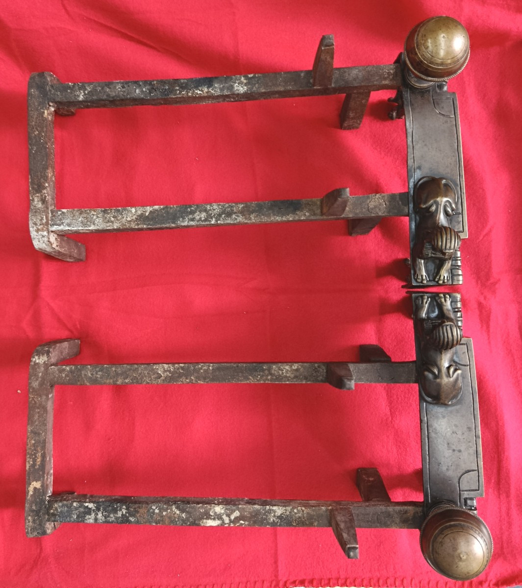 Paire de Chenets en bronze à décor de sphinges XIX-photo-3