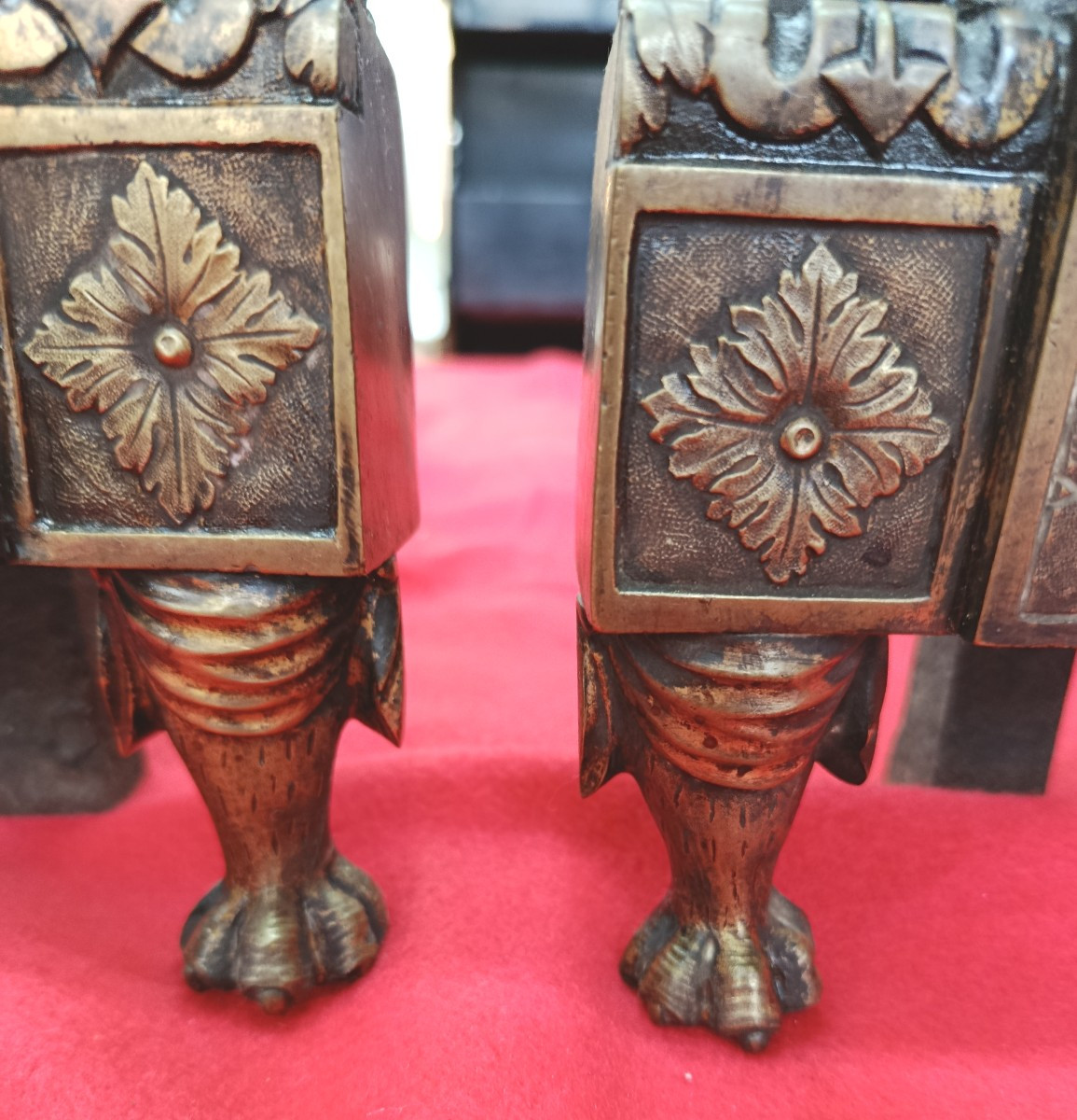 Paire de Chenets en bronze à décor de sphinges XIX-photo-3