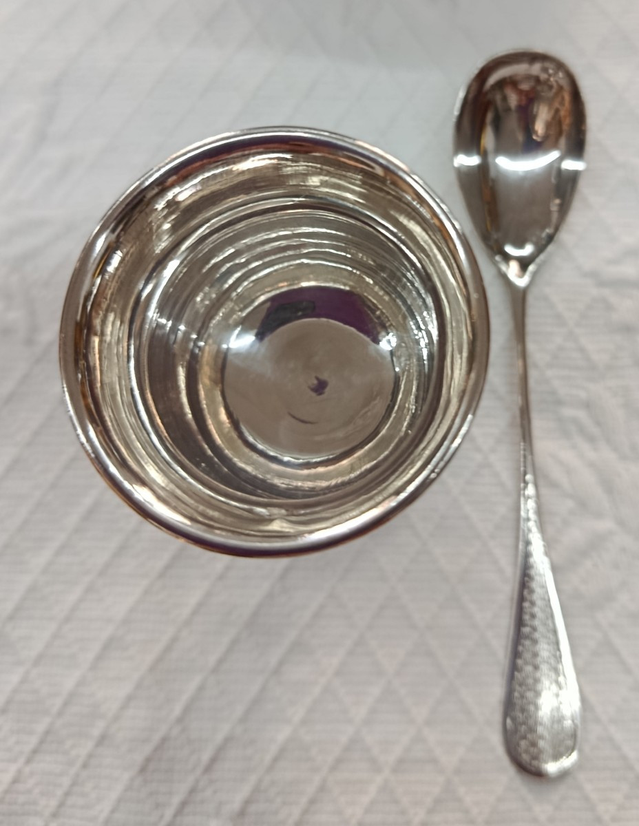 Coquetier et sa cuillère Argent  Massat Paul XIX-photo-3