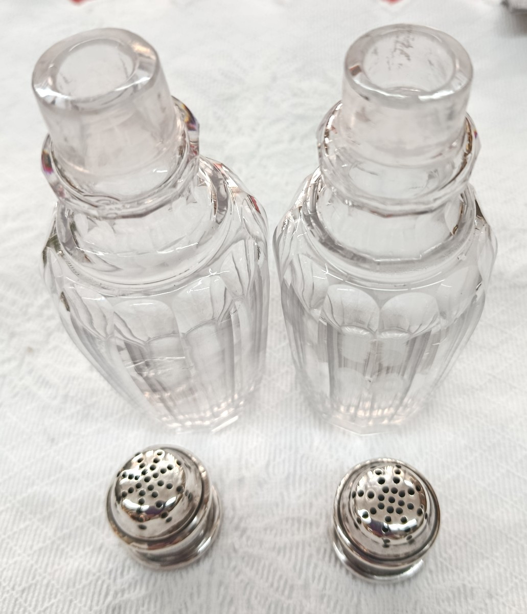 Paire de saupoudreuse argent et verre -photo-4