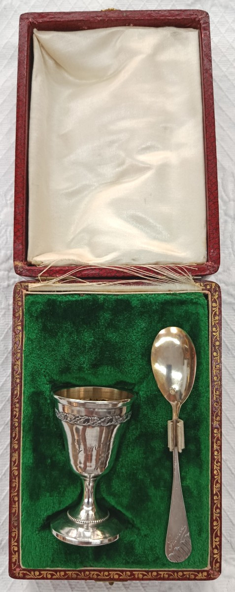 Coquetier et sa cuillère en Argent " Simone "-photo-2