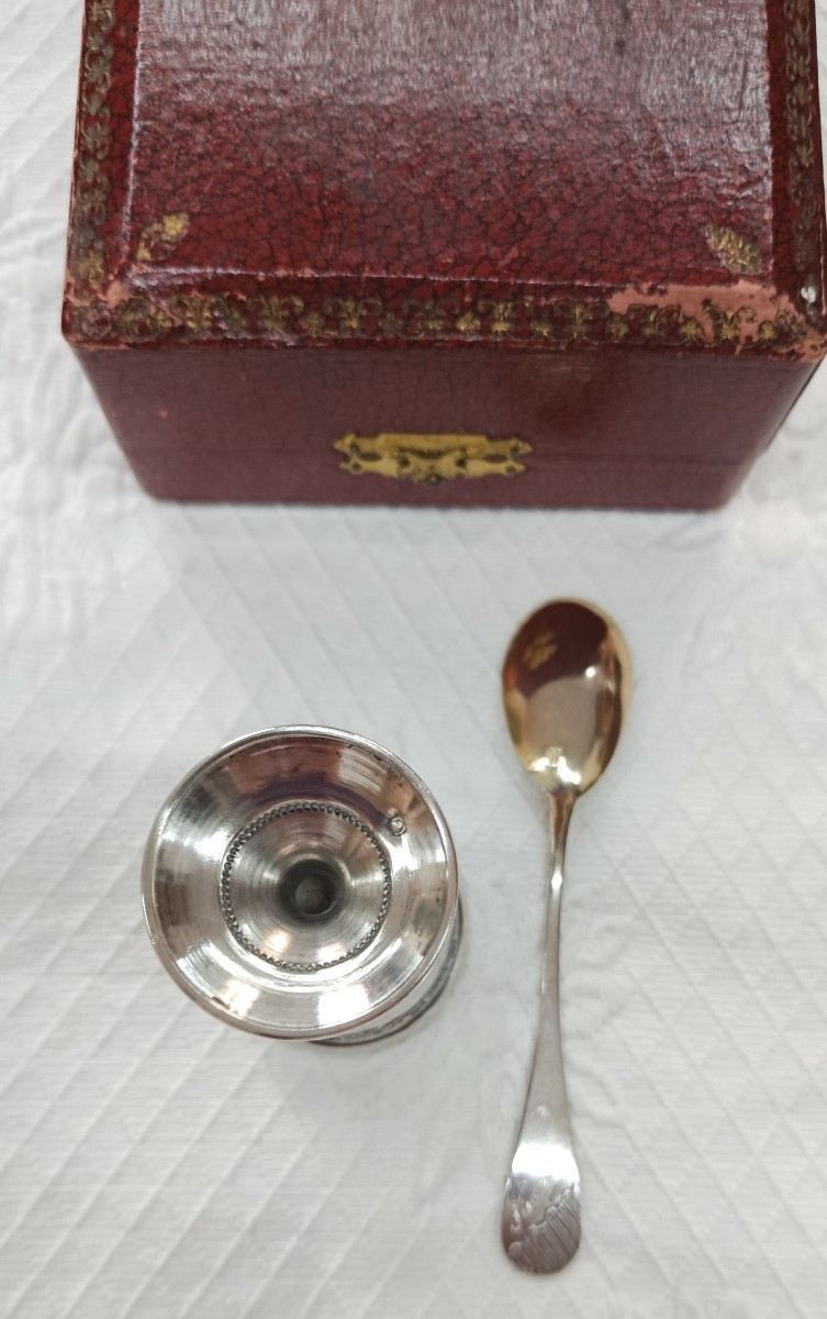 Coquetier et sa cuillère en Argent " Simone "-photo-4