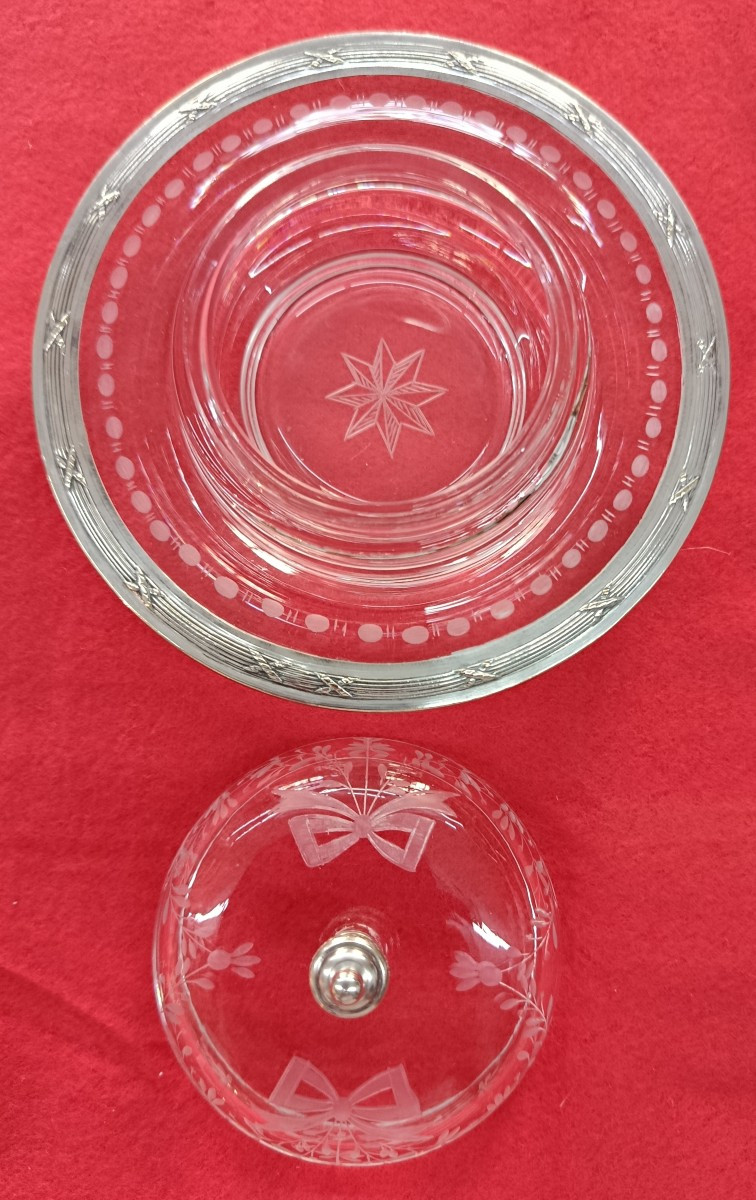 Round Crystal And Silver Butter Dish-photo-3