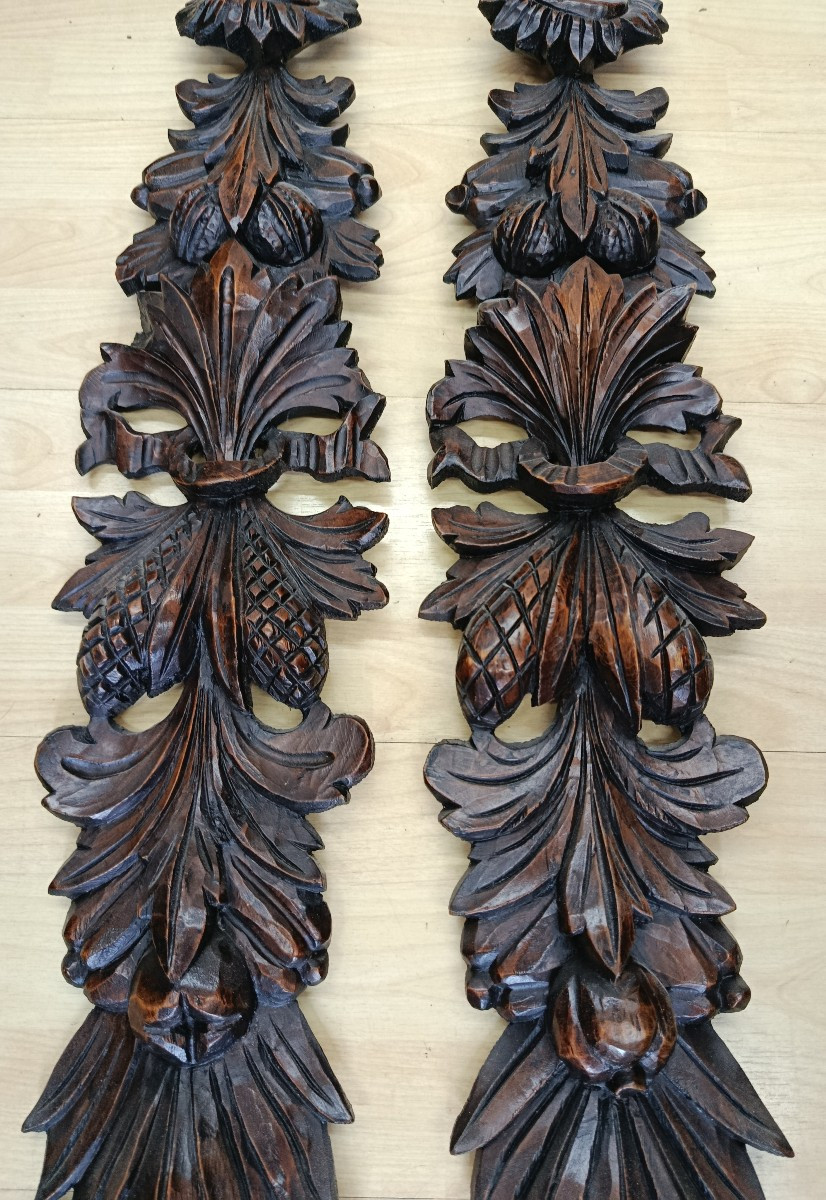 Paire de bois sculptés en  appliques murales-photo-3