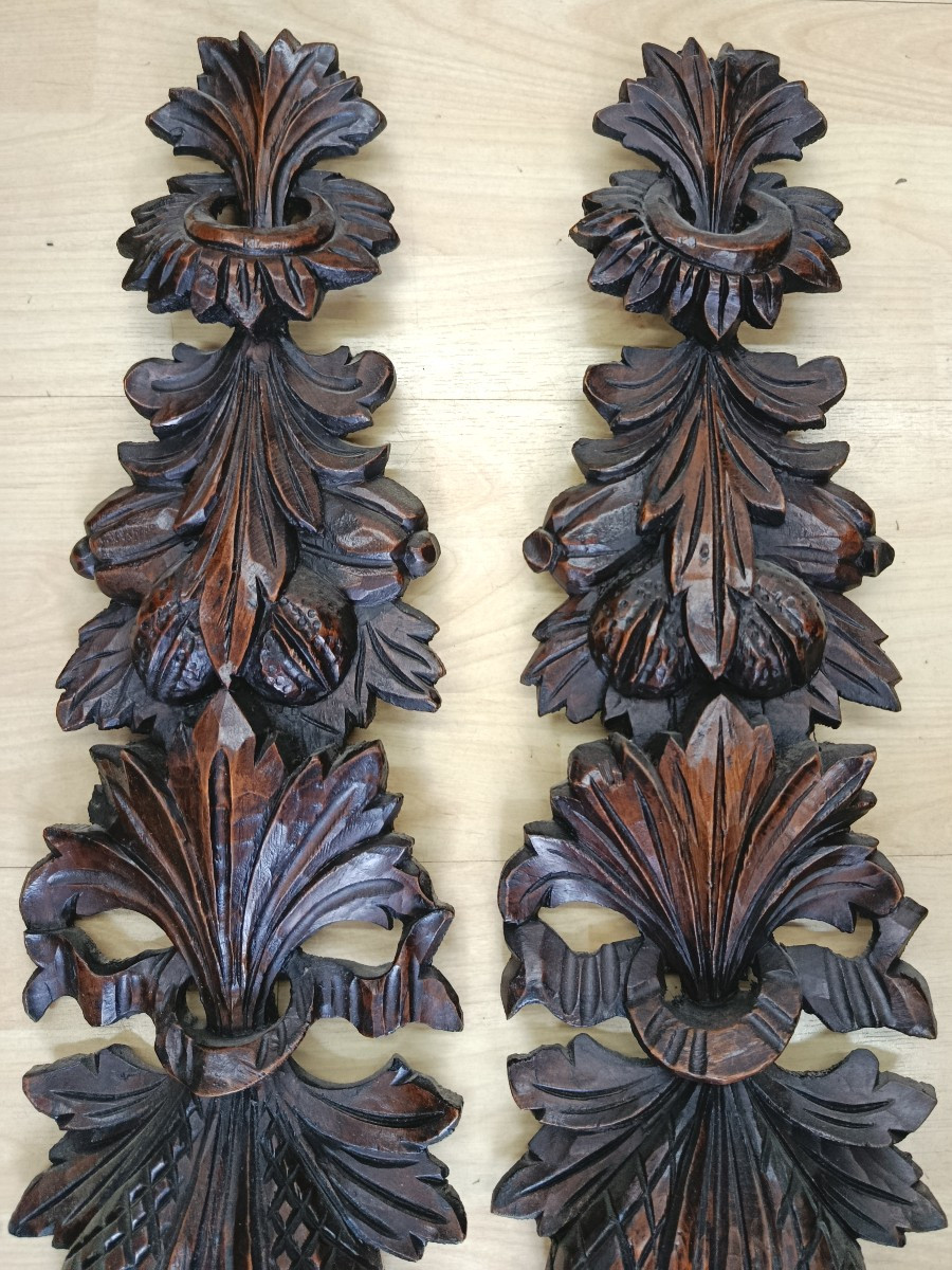 Paire de bois sculptés en  appliques murales-photo-4