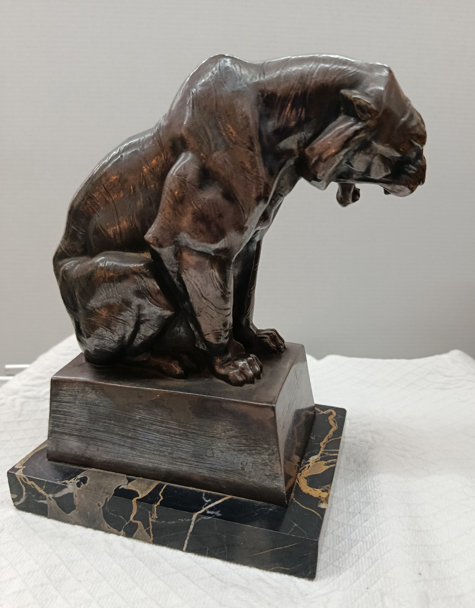 C. Charles Art Deco Tiger Sculpture-photo-2