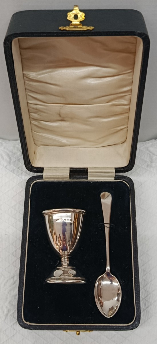 Egg Cup And Silver Spoon Birmingham 1930