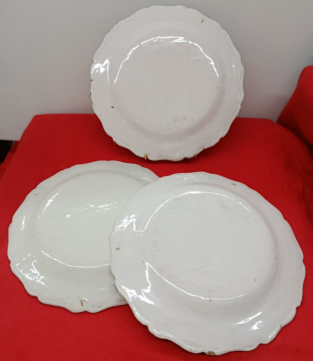 Montpellier Earthenware 3 Plates 18th Century-photo-1