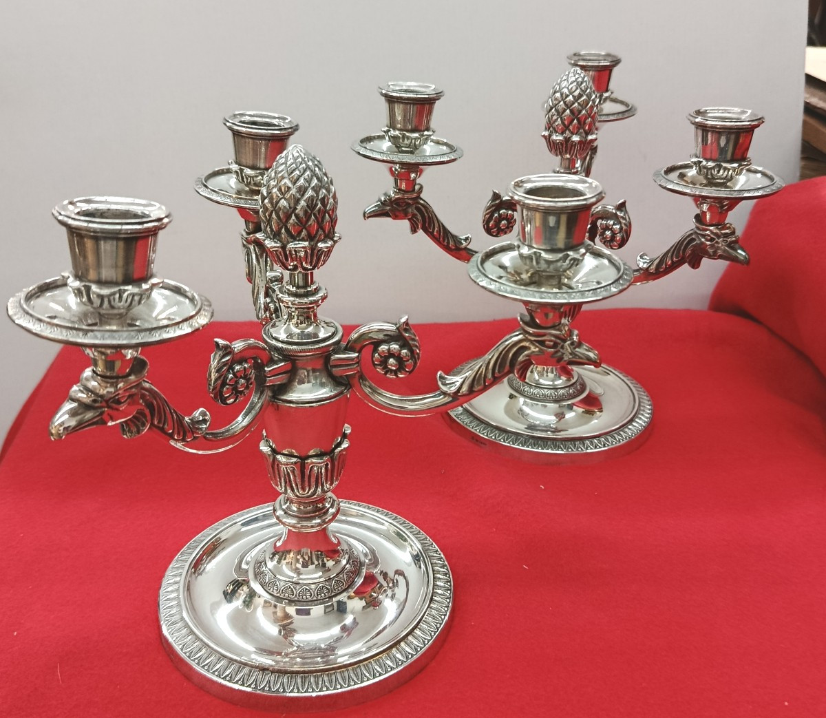 Paire de Chandeliers en métal argenté Chrysalia -photo-2