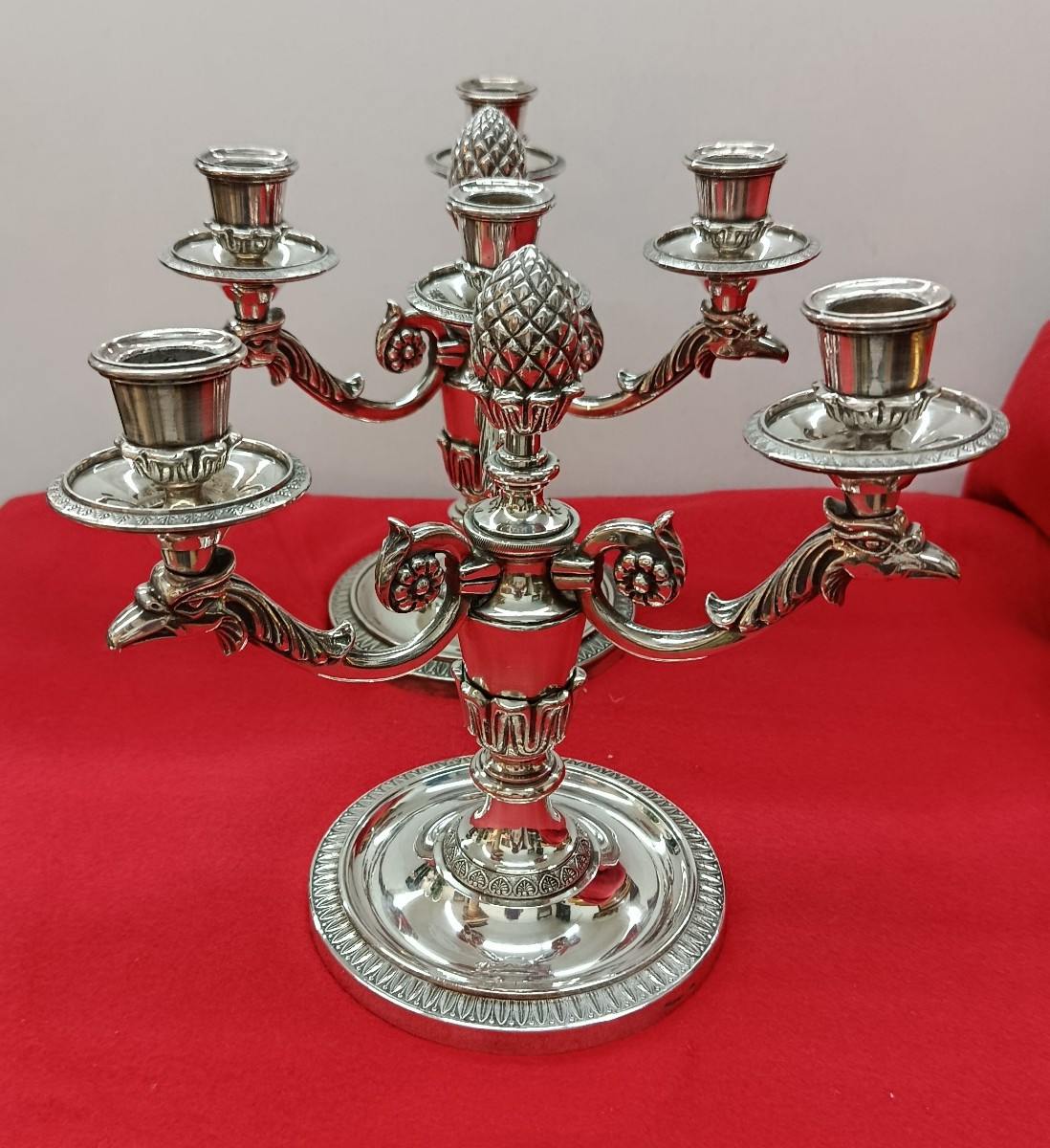 Paire de Chandeliers en métal argenté Chrysalia 