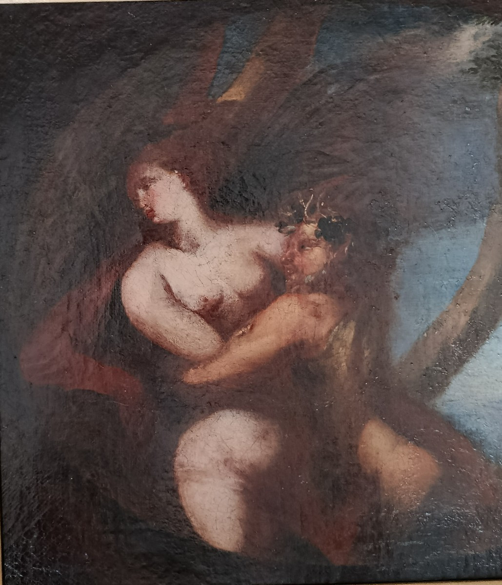 Bacchus And Nymph Oil On Canvas XIX-photo-3