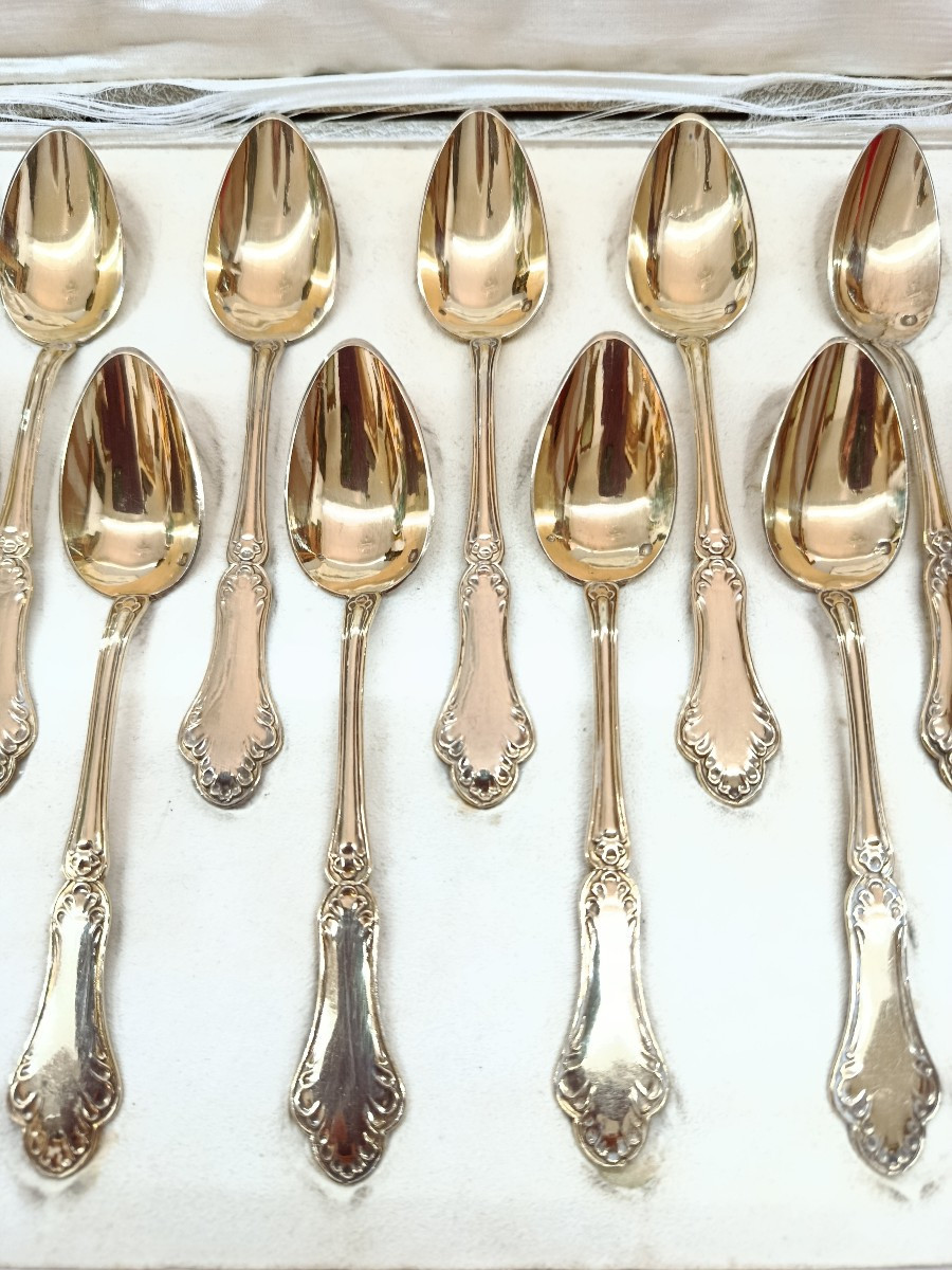 12 Small Spoons In Silver And Vermeil XIX-photo-2