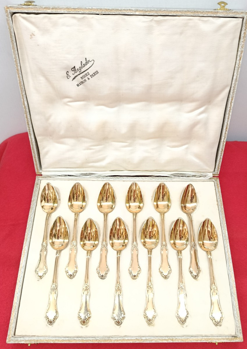 12 Small Spoons In Silver And Vermeil XIX